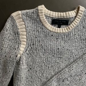 Rag & bone cream and grey knit crew neck sweater